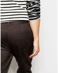 Asos Brand Tapered Chinos In Charcoal