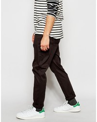 Asos Brand Tapered Chinos In Charcoal