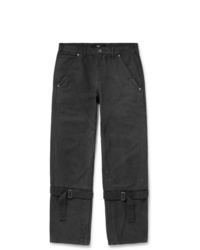 BILLY Charcoal Buckled Cotton Canvas Trousers