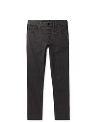 James Perse Dark Grey Slim Fit Pigt Dyed Stretch Cotton Trousers