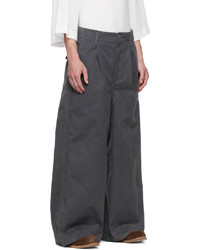 Hed Mayner Gray Cotton Polyester Trousers
