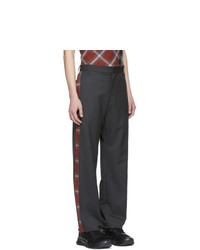 Chin Mens Grey Side Plaid Trousers