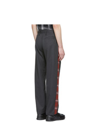 Chin Mens Grey Side Plaid Trousers