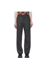 Chin Mens Grey Side Plaid Trousers