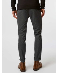 Topman Charcoal Textured Skinny Fit Chinos