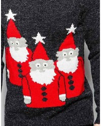 Asos Brand Holidays Sweater With Gnomes In Wool Mix