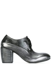 Charcoal Chunky Leather Ankle Boots