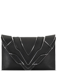 Elena Ghisellini Selina Silver Line Clutch Bag Blacksilver Mirror