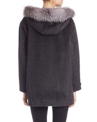 Sofia Cashmere Alpaca Wool Fur Trim Coat