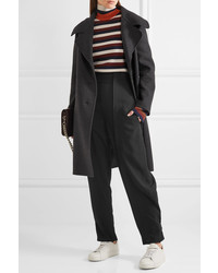 Chloé Belted Wool And Cashmere Blend Coat Charcoal