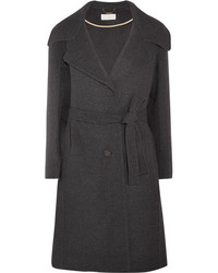 Chloé Belted Wool And Cashmere Blend Coat Charcoal