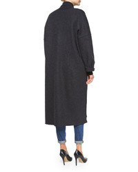 Eileen Fisher Boiled Wool Kimono Calf Length Coat Petite