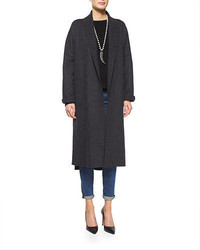 Eileen Fisher Boiled Wool Kimono Calf Length Coat Petite
