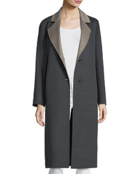 Neiman Marcus Cashmere Collection Luxury Double Faced Long Notch Collar Cashmere Coat