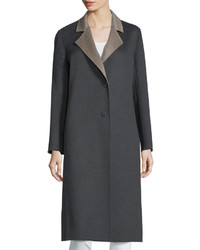 Neiman Marcus Cashmere Collection Luxury Double Faced Long Notch Collar Cashmere Coat
