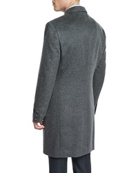 Neiman Marcus Cashmere Long Car Coat Gray