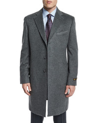 Neiman Marcus Cashmere Long Car Coat Gray