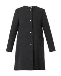 Marni Collarless Charcoal Grey Wool Blend Coat