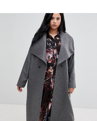 Religion Plus Double Breasted Coat With Drapey Collar Detail