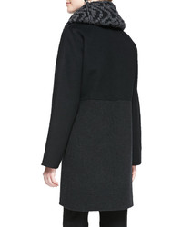 Eileen Fisher Double Face Knee Length Coat Blackcharcoal