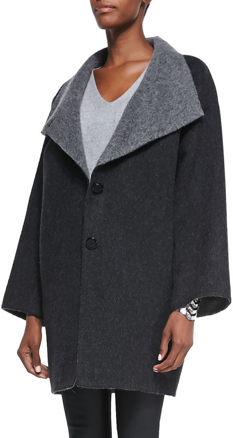Eileen Fisher Double Face Alpaca Cocoon Shape Coat Charcoal | Where to ...