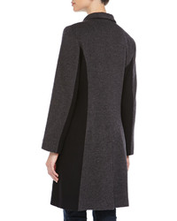 Neiman Marcus Funnel Neck Colorblocked Wool Cashmere Coat