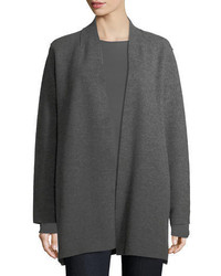 Eileen Fisher High Collar Open Front Boiled Wool Coat