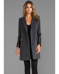Mason by Michelle Mason Leather Sleeved Coat