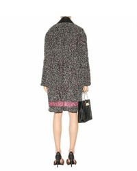 Balenciaga Leather Trimmed Wool Blend Boucl Coat
