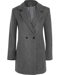 Lot 78 Lot78 Crombie Leather Trimmed Wool Blend Felt Coat