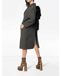 Shushu/Tong Mid Length Faux Fur Embellished Wool Coat