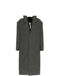 Shushu/Tong Mid Length Faux Fur Embellished Wool Coat