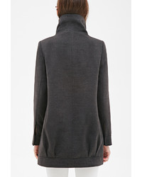 Forever 21 Pleated Funnel Neck Cocoon Coat