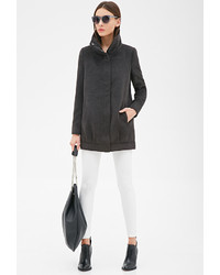 Forever 21 Pleated Funnel Neck Cocoon Coat