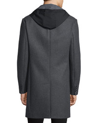 Vince Two In One Hooded Storm Coat Heather Gray
