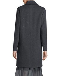 Peserico Virgin Wool Cashmere Blend Long Sleeve Coat