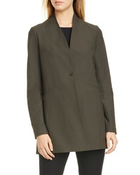 Eileen Fisher Washable Stretch Crepe Stand Collar Jacket