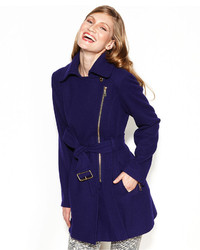 Kenneth Cole Reaction Wool Blend Asymmetrical Belted Coat