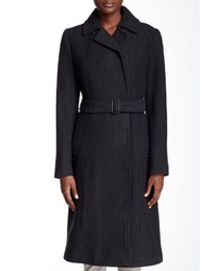 Cole Haan Wool Blend Belted Notch Collar Maxi Coat