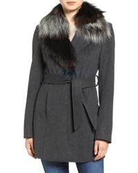 Sam Edelman Wool Coat With Removable Faux Fur Collar