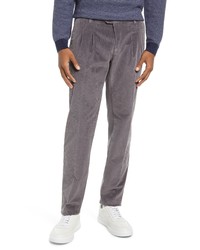 Brax Pete Single Pleat Corduroy Trousers In Silver At Nordstrom