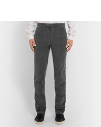 Boglioli Grey Slim Fit Stretch Cotton Corduroy Suit Trousers