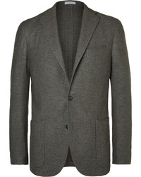 Boglioli Grey Slim Fit Wool Cotton And Cashmere Blend Blazer