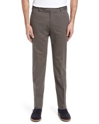 Zanella Parker Flat Front Solid Stretch Cotton Trousers