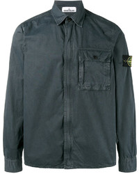 Stone Island Dark Grey Cotton Overshirt Jacket