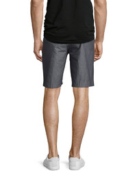 Theory Beck Hallstat Stretch Cotton Shorts Charcoal