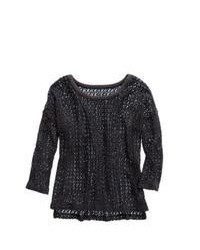 aerie Open Knit Crochet Sweater L
