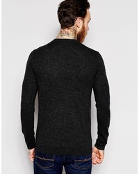 Asos Brand Merino Wool Crew Neck Sweater In Charcoal