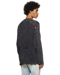 R13 Black Distressed Oversized Sweater