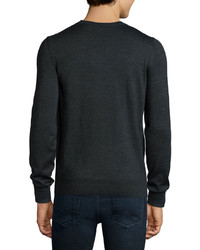 Hugo Boss Boss T Ubertini Sweater With Leather Shoulder Charcoal